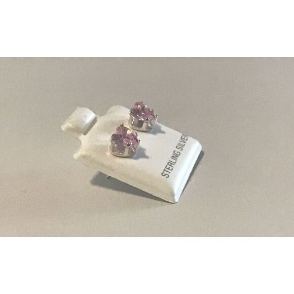 2 Ct. Heart Pink Sapphire Stud Earrings~.925 Sterling Silver - Picture 2 of 2